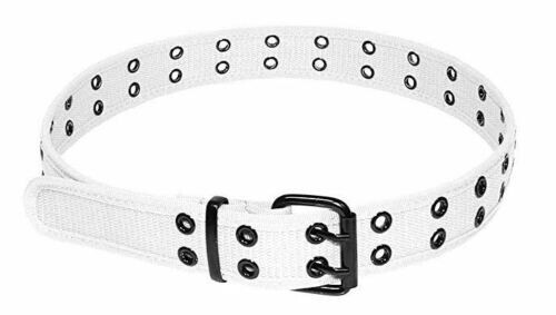 Canvas White Belt Double Grommet Heavy Duty Men's Women's 100% Cotton Size (L) - Picture 4 of 4