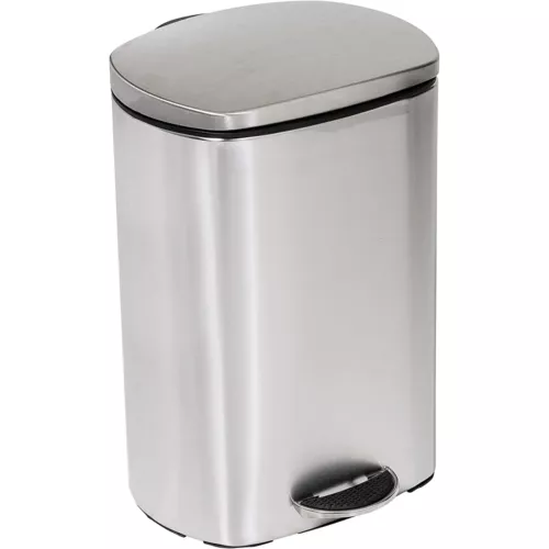 Honey Can Do Rectangular Stainless Steel Step Trash Can with Lid, 12-Liter