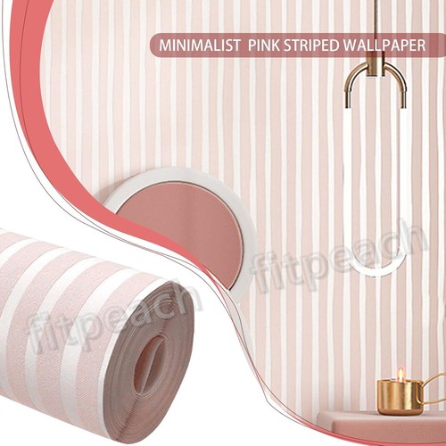 Light Pink Wallpaper for Bedroom Vertical Stripes Shimmer Embossed Home Decor·UK - Picture 2 of 117