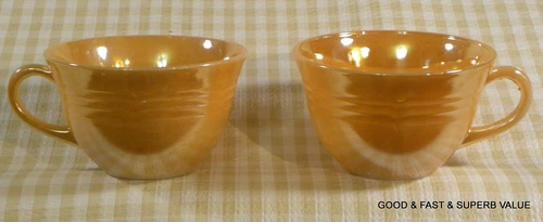 Vintage Anchor Hocking Fire King Peach Lustre Coffee Cups ***