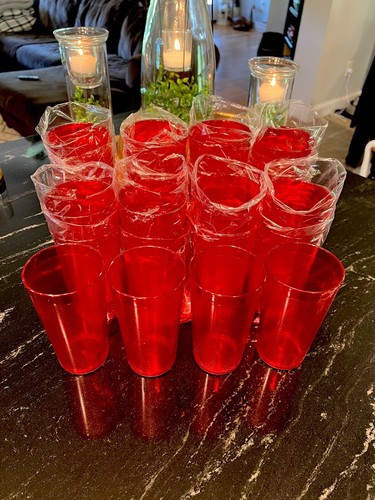 24er Set robuste Vintage Kunststoff Gläser Tassen Restaurant Becher 16oz Rubinrot - Bild 2 von 8