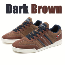 Men'S Classic Breathable Canvas And PU Lace-Up Low-Top Casual Skate Shoes