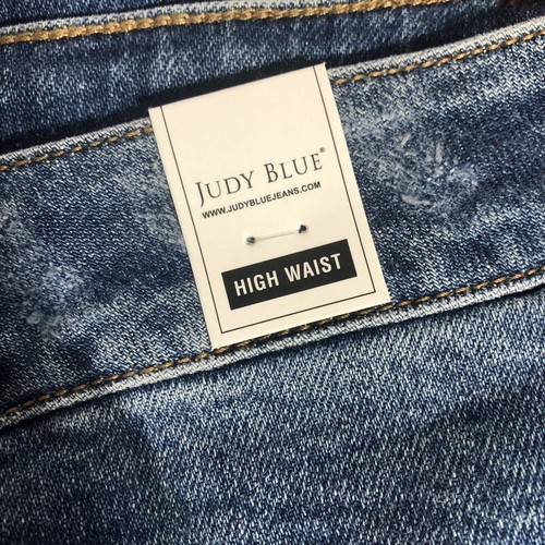 Judy Blue Jeans Style JB8842 Medium Blue High waist Skinny Fit Frayed Hem 24W - Picture 4 of 10