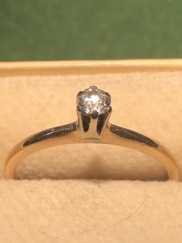 14K YELLOW GOLD ROUND BRILLIANT CUT DIAMOND SOLITAIRE RING .33C 2 Grams - Picture 8 of 8
