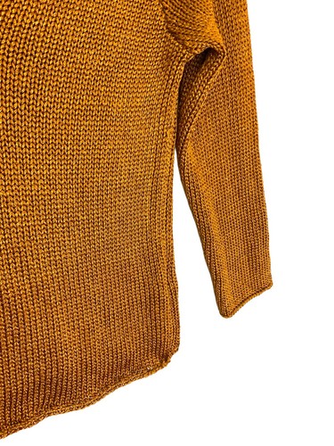 Free People Gold Shimmer Knit V Neck Pullover S - Picture 7 of 10