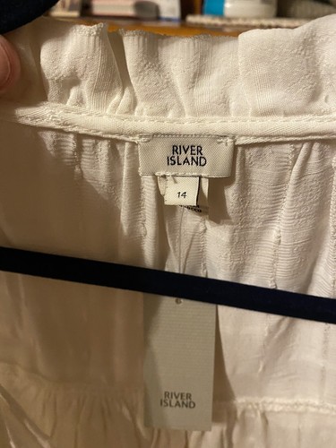 NWT River Island Top White Blouse Peasant Boho Victorian UK 14 US 10 Large Artsy - Picture 4 of 9