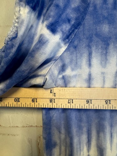 Blusa Chicos Mujer 1 Azul Blanco Tie Dye Cuello en V Manga 3/4 Pullover Elastizado - Imagen 8 de 9