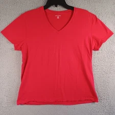 Great NorthWest Womens Red Top Size XL V-Neck Short Sleeve Stretch Comfortable