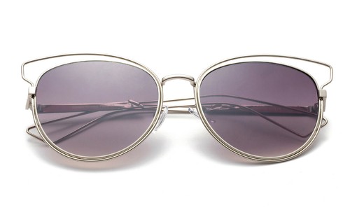 Cat Eye Geometric Sunglasses Unique Design Fashion Eyewear Metal Frame UV 100% - Picture 10 of 13