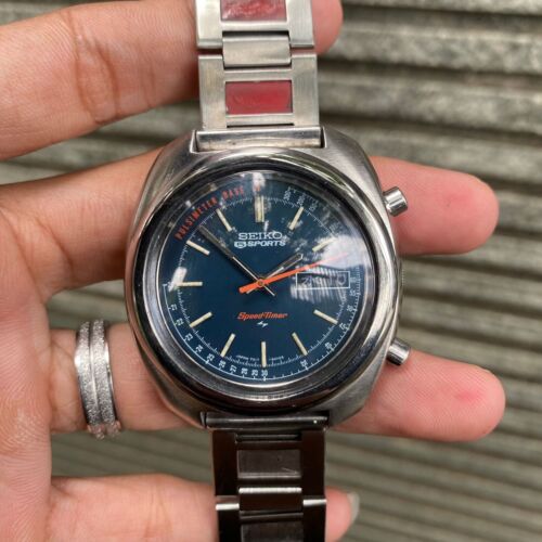 RARE SEIKO SPEEDTIMER FLYBACK BLUE DIAL AUTOMATIC 7017-8000 VINTAGE WATCH JDM - Bild 3 von 8