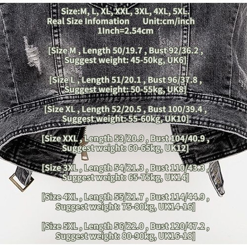 Damen Jeans Mantel Weste Jacke Oberteil Jeans Ärmellos Biker Punk Freizeit - Bild 2 von 14