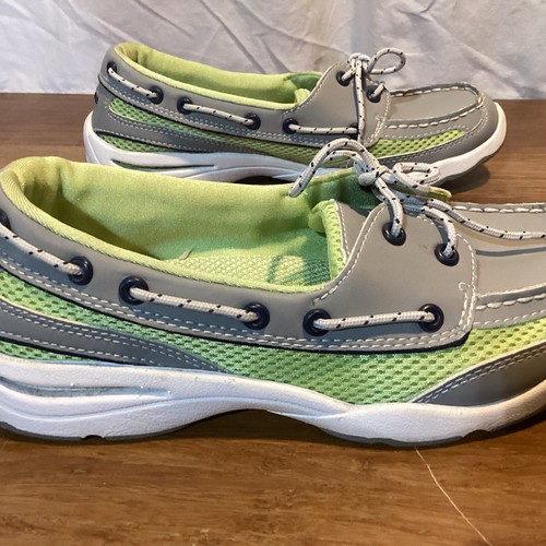 LL Bean Damen Boot Halbschuh Mokassins Schuh Größe 7W Grau Leder Grün Mesh 274916��NEU - Bild 2 von 9