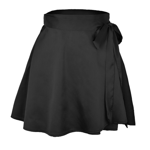 Women's Solid Color Skirt High Waist Lace-Up Skirt Chiffon Satin Wrap Skirt - Bild 13 von 32