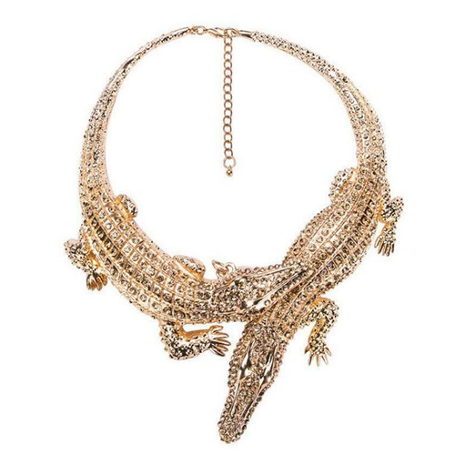 Collier Crocodile Cristal Pendentif Chaîne Strass Femmes Charmes Tendance - Foto 2 di 4