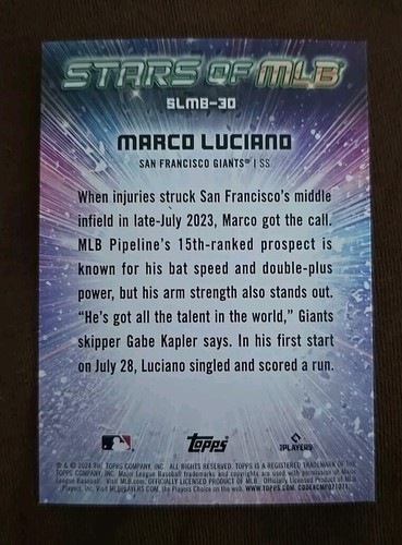 MLB Marco Luciano SS San Francisco Giants 2024 Topps Stars Of MLB #SLMB-30 - Picture 2 of 5