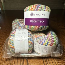 5x Berlini “Race Track” Ribbon Yarn Cotton/Nylon Rainbow Ombre 1.75 Oz 120 Yds