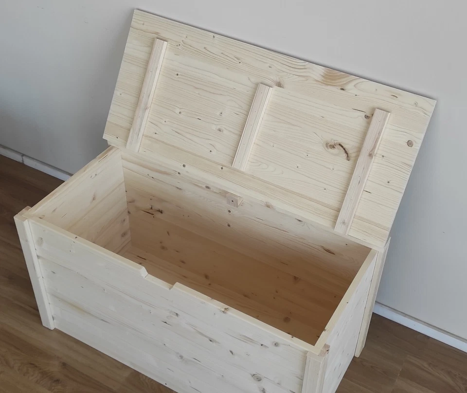 Cassapanca Contenitore Baule in legno Naturale Anche su Misura (LxPxH) - Immagine 3 di 4