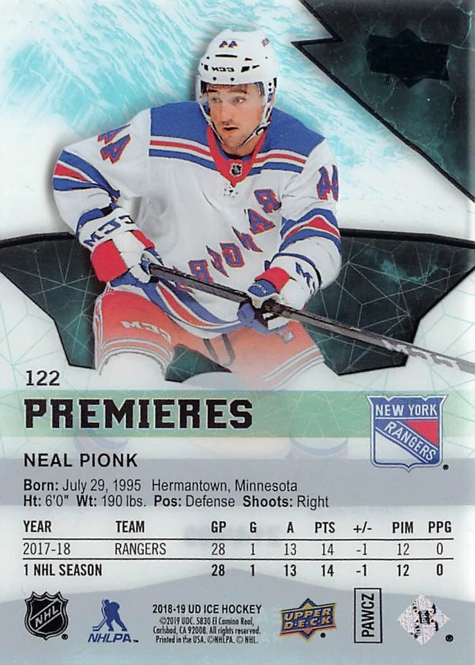 2018-19 Upper Deck Ice #122 Neal Pionk/499 RC - Image 2 of 2