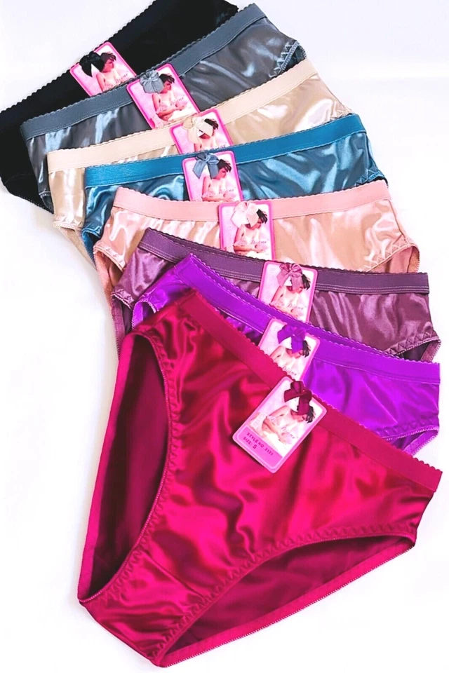 Mujer Calzoncillos 3/6/12 Bikini Corte Alto Bragas Ropa Interior Satinado Sedoso Genial Lote 3121 Foto 2 de 4