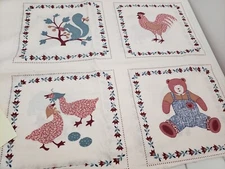 Vintage COUNTRY CLASSIC PRAIRIE Ameritex Rooster Teddy Ducks Lamb Pigs Farm 1 Yd