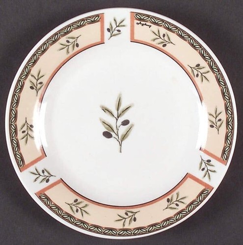 3 PLATOS LATERALES APERITIVO / ONEIDA Toscan Olive Gracy Knight / beige naranja marrón - Imagen 4 de 5