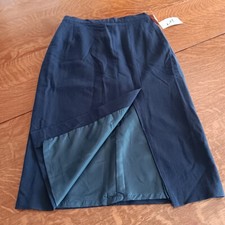 NWT Vintage LJL Sport Navy wool skirt USA made elastic Waist pockets Size 8 Midi