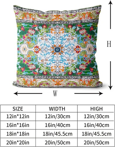 Boho 18x18 Throw Pillow Covers Set of 2 – Soft Plush Cushion for Couch Bed - Picture 4 of 11