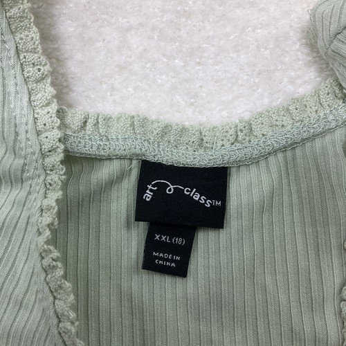 Art Class Girls Size XXL (18) Sleeveless Round Neck Light Sage Green Tank Top - Picture 5 of 9