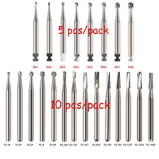 5/10pcs Dental Round Carbide Burs Tungsten Steel For High/ Low Speed Handpiece