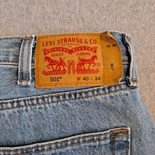 Levis 501 Jeans Men 40 x 34 Straight Button Fly Zip Blue Denim Pants Classic - Picture 8 of 14