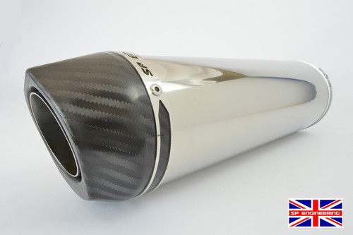Kawasaki ZX6R Exhaust SP Diabolus Stainless Round XLS Carbon Outlet 2003-2004 - Picture 7 of 8
