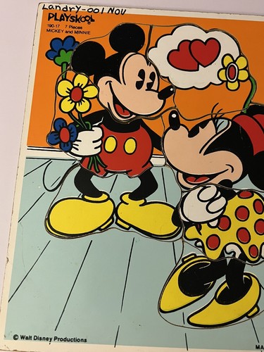 Vintage Playskool Wooden Puzzle 190-17 Walt Disney Mickey and Minnie Mouse Love - Picture 5 of 7
