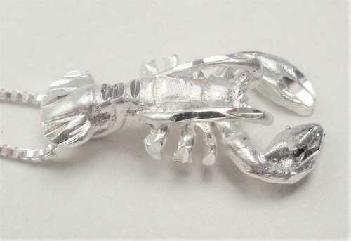 STERLINGSILBER HUMMER NAUTISCH NORDATLANTIK MAINE MEERESLEBEN ANHÄNGER HALSKETTE - Bild 5 von 7