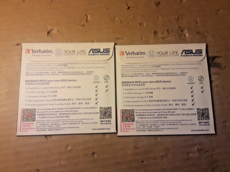 2x VERBATIM DVD R LIFETIME ARCHIVAL 4.7GB GO M-DISC 4X - Image 3 of 4