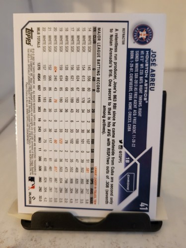 2023 Topps Chrom Jose Abreu #41 Houston Astros Refraktor - Bild 2 von 2