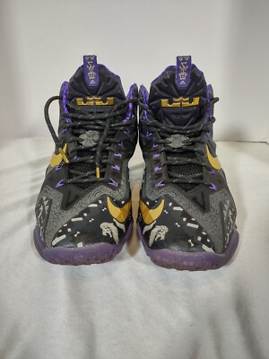 Nike Lebron 11 Anthracite, Metallic Gold Purple Venom Sneakers model 646702-001