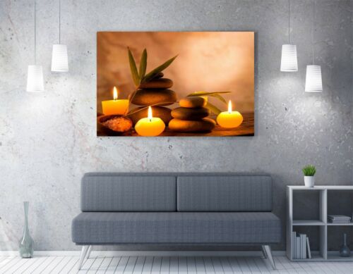 PILAS Y VELAS DE PIEDRA ZEN - LIENZO ENMARCADO PROFUNDO ARTE DE PARED IMPRESIÓN DE PAPEL FOTOGRÁFICO- - Imagen 2 de 17