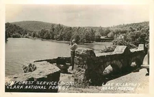 Real Photo Postcard Man w/ Camera at Lake Killarney near Ironton, Missouri 