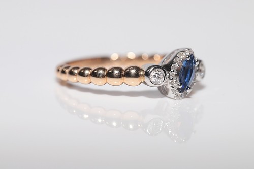 18k Rose Gold Natural Diamond And Sapphire Decorated Ring - 第 9/14 張圖片