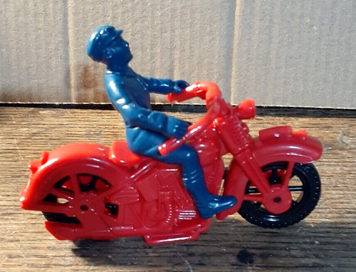 Vintage Deluxe Plastica Rossa & Blu Moto & Pilota Miniatura Con Scatola - Foto 2 di 4