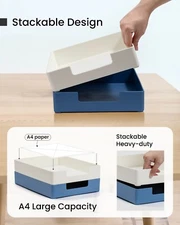 Desk Letter Tray Set, 2 Pack Rectangular Plastic Desk Organizer, Accessory Tray