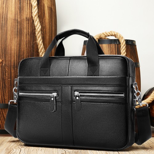 Arbeitstasche Herren Umhängetasche echte Leder Business Aktentasche Laptoptasche - Bild 13 von 19