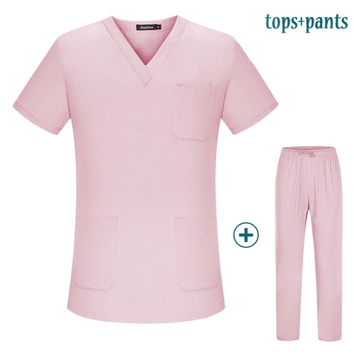 NiaaHinn Unisex Medical Scrub Set - 35% Cotton, Short Sleeve Top - Picture 22 of 33