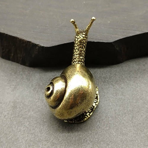 Solid Brass Snail Figurine Small Statue House Decoration Animal Figurines Toys - Picture 3 of 4
