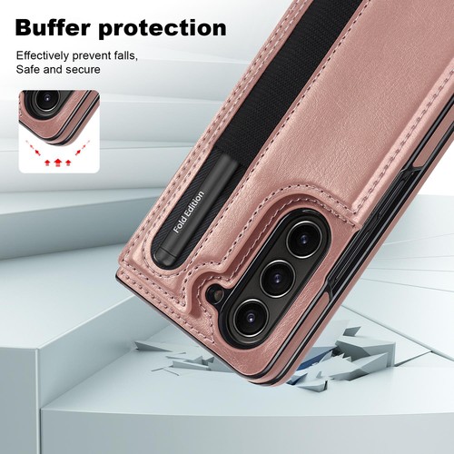 Für Samsung Galaxy Z Fold 6/5 Wallet Stand Case mit Kartenfach Stiftfach Stylus - Bild 36 von 64