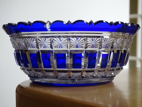BACCARAT ANCIEN BOL COUPE CRISTAL DOUBLER COLORER BLEU COBALT 16 cm F266 - Picture 7 of 8