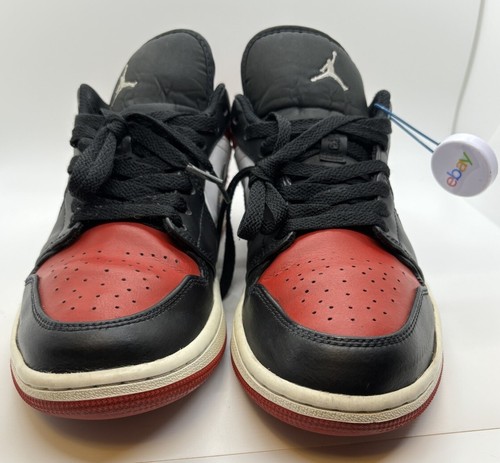 Nike Air Jordan 1 Low Bred Toe Black Red White Retro 553558-612 Size 8.0 Men’s - Picture 13 of 21