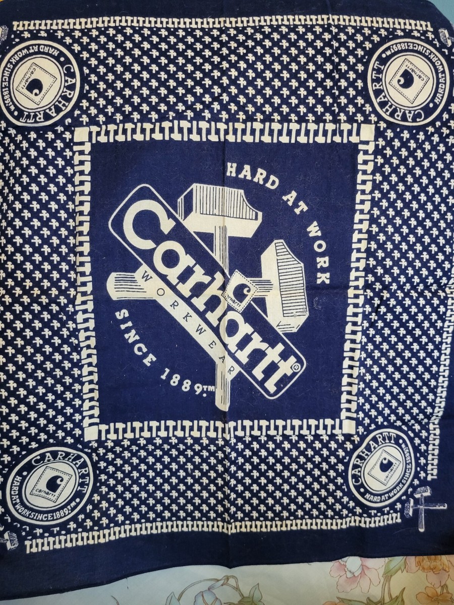 Carhartt Workwear Hard At Work Since 1889 Navy Blue White hammers Bandana eBay