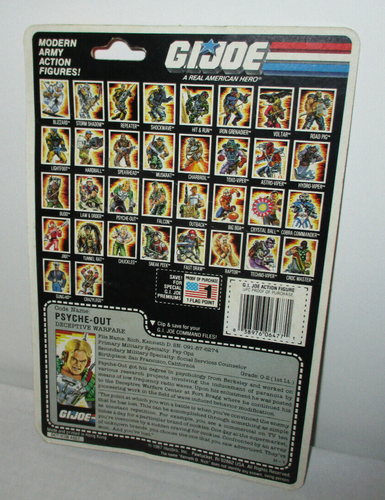 1987 G.I. Joe Psyche-Out Deceptive Warfare On Card Vintage Hasbro - Picture 2 of 12