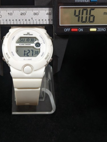 Womans Digital Day Date Alarm Chrono White Silicone Band Watch 7.5 Inch - Picture 4 of 6